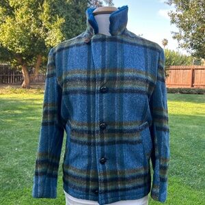 Vintage 70s Sir Jac Plaid Wool Faux Fur Lined Coat Made in USA Women’s Size 36